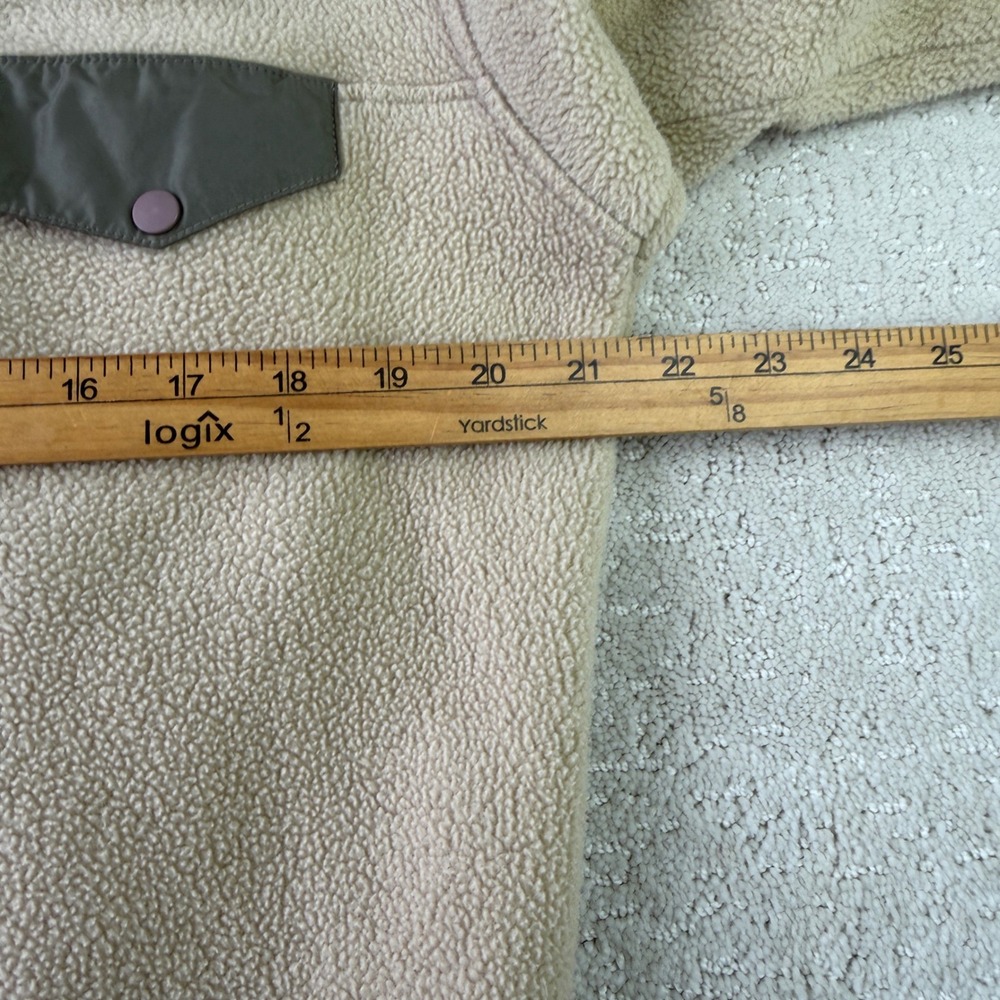 Patagonia Synchilla Snap-T Pullover Mens Small Tan Fleece Olive Green Trim 12536 - Picture 10 of 15